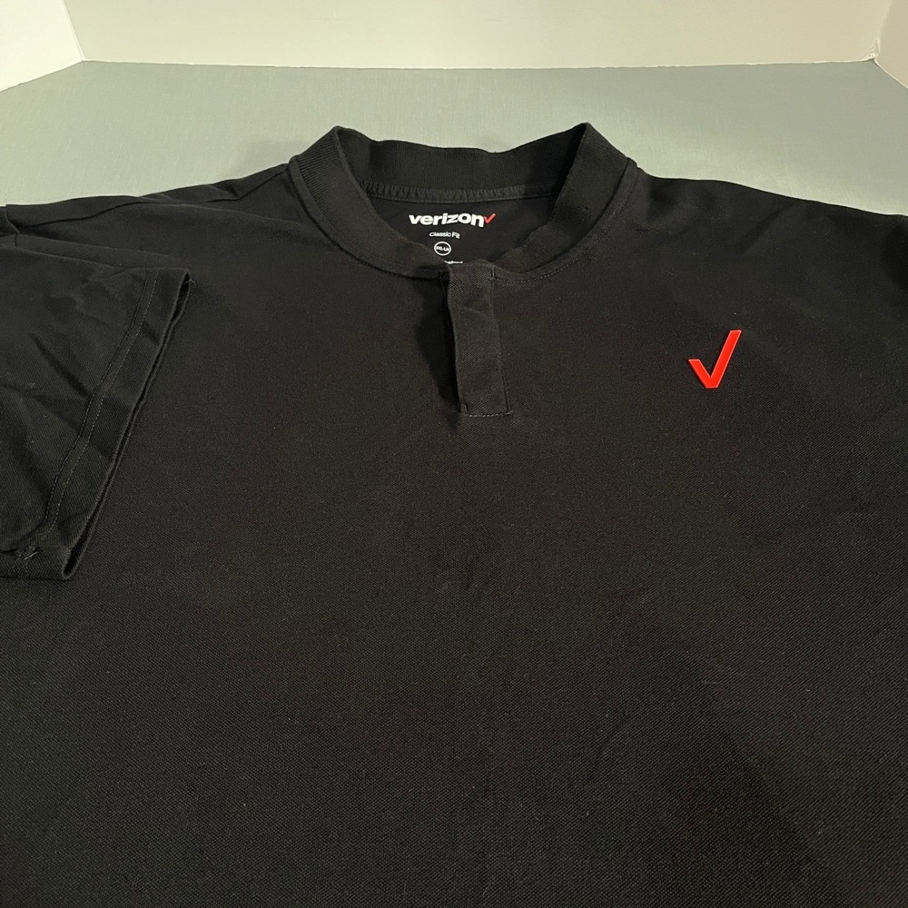 Verizon Polo Shirt Mens 3XL Black Short Sleeve Mandarin Collar Employee Work